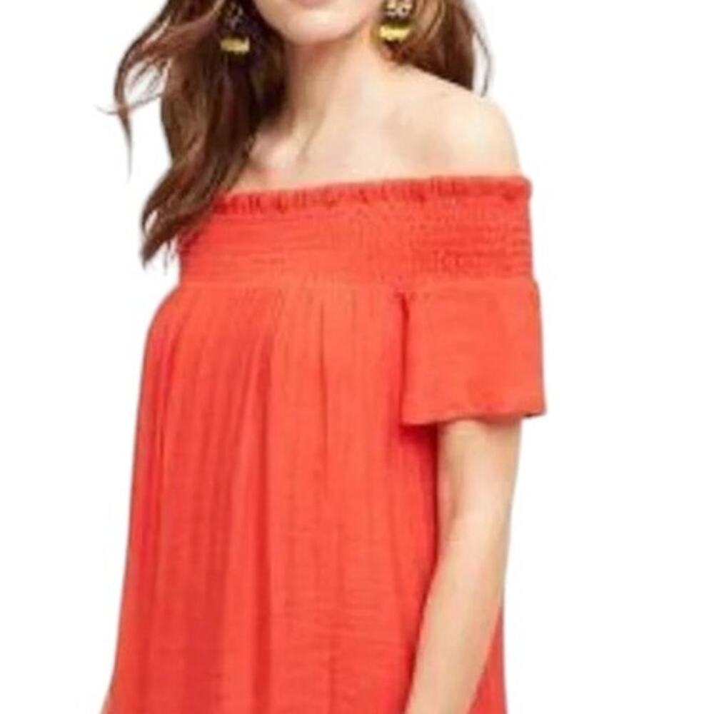 Anthropologie Amadi Off The Shoulder Red Dress Size Small Petite NWT - Picture 2 of 6